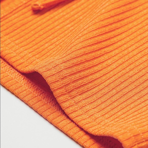 🧡 Orange Short Ribbed Jersey Cardigan - Picture 3 of 3